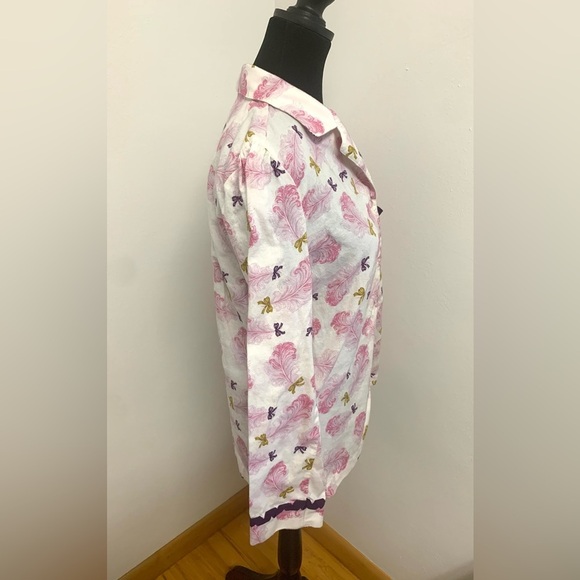 Victoria’s Secret Vintage Feather & Bow Cotton Pajama Set XS Pink Purple - Picture 4 of 11